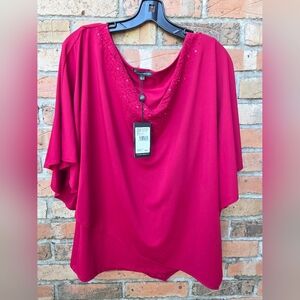 Adrianna Papell Red Embellished Blouse